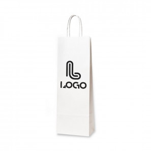 Biela papierová taška na fľašu